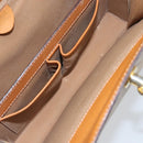CELINE Macadam Canvas Shoulder Bag PVC Leather Beige Gold Auth BAZ620A-21
