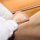 CELINE Macadam Canvas Shoulder Bag PVC Leather Beige Gold Auth BAZ620A-22