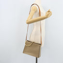 CELINE Macadam Canvas Shoulder Bag PVC Leather Beige Gold Auth BAZ620A-23