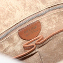 CELINE Macadam Canvas Circle Hand Bag PVC Leather Brown Gold Auth BAZ621-20