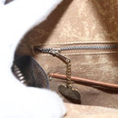 CELINE Macadam Canvas Circle Hand Bag PVC Leather Brown Gold Auth BAZ621-23