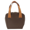 CELINE Macadam Canvas Circle Hand Bag PVC Leather Brown Gold Auth BAZ621-2