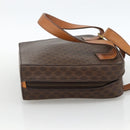 CELINE Macadam Canvas Circle Hand Bag PVC Leather Brown Gold Auth BAZ621-4