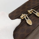 CELINE Macadam Canvas Circle Hand Bag PVC Leather Brown Gold Auth BAZ621-7