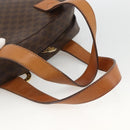 CELINE Macadam Canvas Circle Hand Bag PVC Leather Brown Gold Auth BAZ621-8