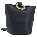 CELINE Circle Shoulder Bag Leather Black Gold Auth BAZ623A-1