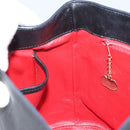CELINE Circle Shoulder Bag Leather Black Gold Auth BAZ623A-20