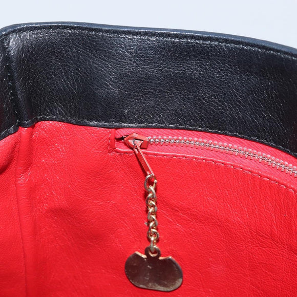 CELINE Circle Shoulder Bag Leather Black Gold Auth BAZ623A