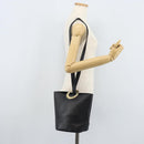 CELINE Circle Shoulder Bag Leather Black Gold Auth BAZ623A-24