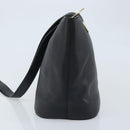 CELINE Circle Shoulder Bag Leather Black Gold Auth BAZ623A-3