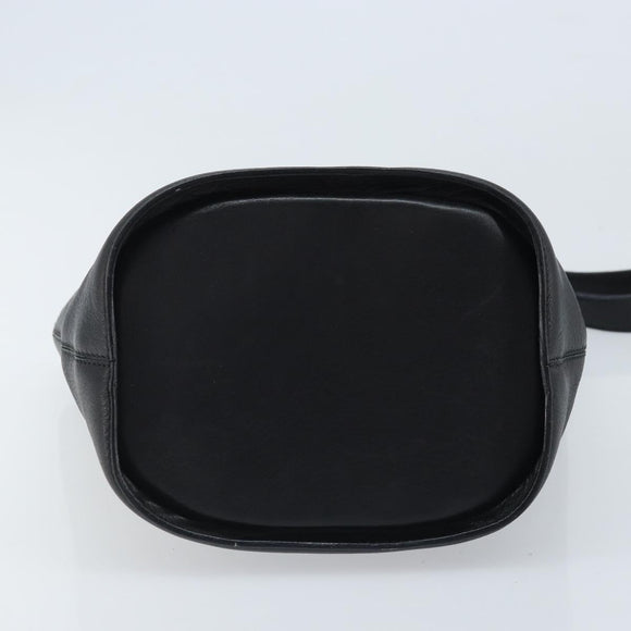 CELINE Circle Shoulder Bag Leather Black Gold Auth BAZ623A