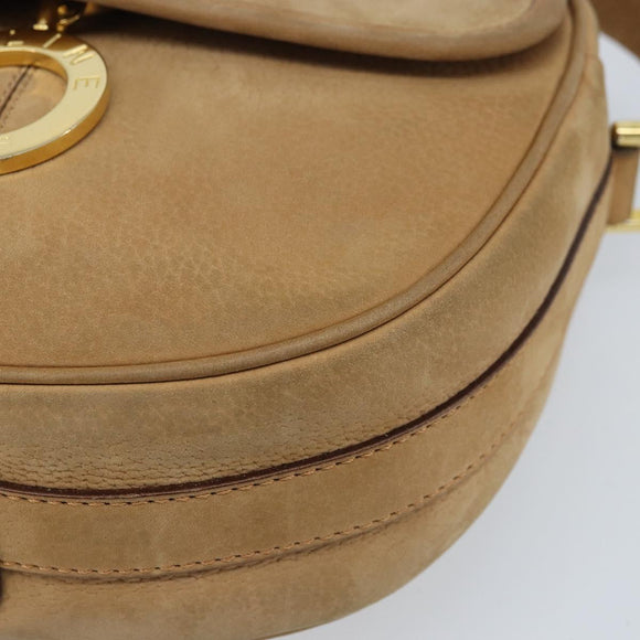 CELINE Shoulder Bag Leather Beige Gold Auth BAZ624A