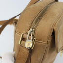 CELINE Shoulder Bag Leather Beige Gold Auth BAZ624A-9