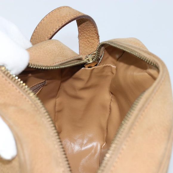 CELINE Shoulder Bag Leather Beige Gold Auth BAZ624A