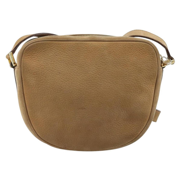 CELINE Shoulder Bag Leather Beige Gold Auth BAZ624A