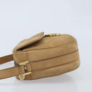 CELINE Shoulder Bag Leather Beige Gold Auth BAZ624A-4