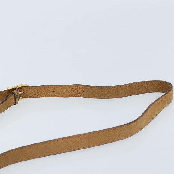 CELINE Shoulder Bag Leather Beige Gold Auth BAZ624A