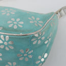 CELINE Accessory Pouch Suede Light Blue Silver Auth BAZ625A-9