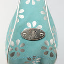 CELINE Accessory Pouch Suede Light Blue Silver Auth BAZ625A-17