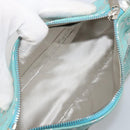 CELINE Accessory Pouch Suede Light Blue Silver Auth BAZ625A-10