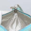 CELINE Accessory Pouch Suede Light Blue Silver Auth BAZ625A-20