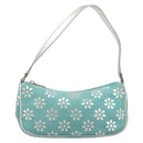 CELINE Accessory Pouch Suede Light Blue Silver Auth BAZ625A-13