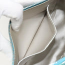 CELINE Accessory Pouch Suede Light Blue Silver Auth BAZ625A-22