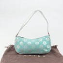 CELINE Accessory Pouch Suede Light Blue Silver Auth BAZ625A-12
