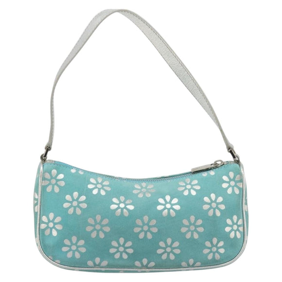 CELINE Accessory Pouch Suede Light Blue Silver Auth BAZ625A