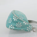 CELINE Accessory Pouch Suede Light Blue Silver Auth BAZ625A-3