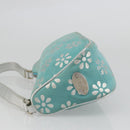 CELINE Accessory Pouch Suede Light Blue Silver Auth BAZ625A-4