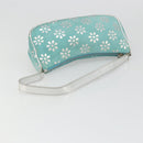 CELINE Accessory Pouch Suede Light Blue Silver Auth BAZ625A-7