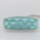 CELINE Accessory Pouch Suede Light Blue Silver Auth BAZ625A-5