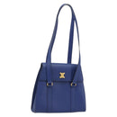 CELINE Shoulder Bag Leather Blue Gold Auth BAZ626A-1