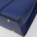 CELINE Shoulder Bag Leather Blue Gold Auth BAZ626A-10