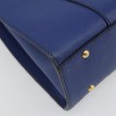 CELINE Shoulder Bag Leather Blue Gold Auth BAZ626A-11