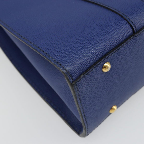 CELINE Shoulder Bag Leather Blue Gold Auth BAZ626A