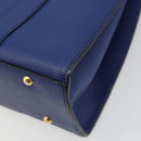 CELINE Shoulder Bag Leather Blue Gold Auth BAZ626A-12