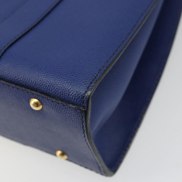 CELINE Shoulder Bag Leather Blue Gold Auth BAZ626A