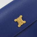 CELINE Shoulder Bag Leather Blue Gold Auth BAZ626A-14