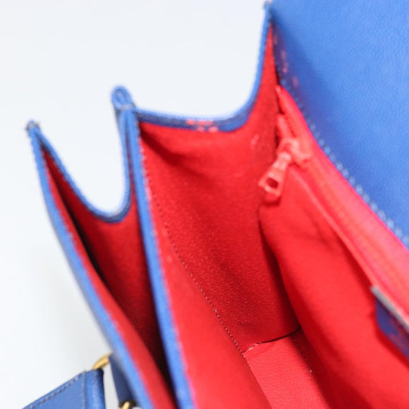 CELINE Shoulder Bag Leather Blue Gold Auth BAZ626A