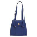 CELINE Shoulder Bag Leather Blue Gold Auth BAZ626A-2