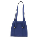 CELINE Shoulder Bag Leather Blue Gold Auth BAZ626A-3