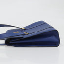 CELINE Shoulder Bag Leather Blue Gold Auth BAZ626A-5