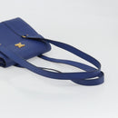 CELINE Shoulder Bag Leather Blue Gold Auth BAZ626A-7