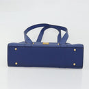 CELINE Shoulder Bag Leather Blue Gold Auth BAZ626A-9