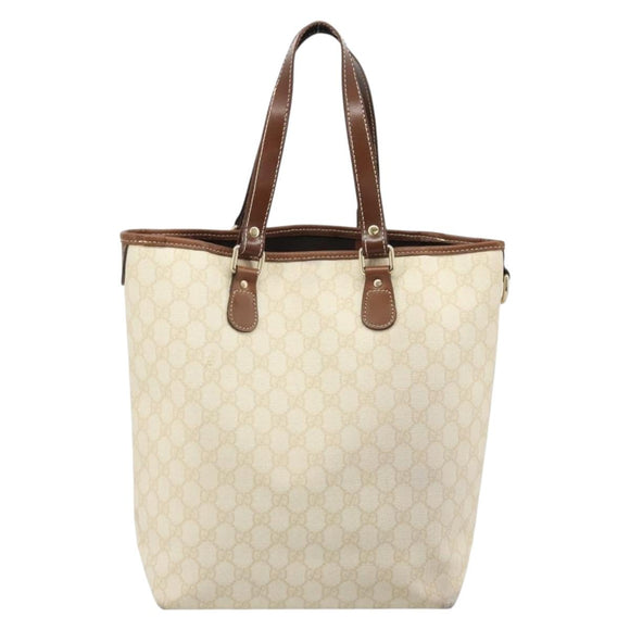 GUCCI GG Supreme Tote Bag PVC Ivory Gold 189896 Auth BAZ627