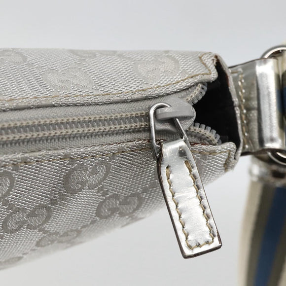 GUCCI GG Canvas Shoulder Bag Silver 147671 Auth BAZ628A