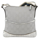GUCCI GG Canvas Shoulder Bag Silver 147671 Auth BAZ628A-13