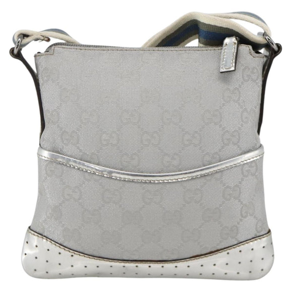 GUCCI GG Canvas Shoulder Bag Silver 147671 Auth BAZ628A